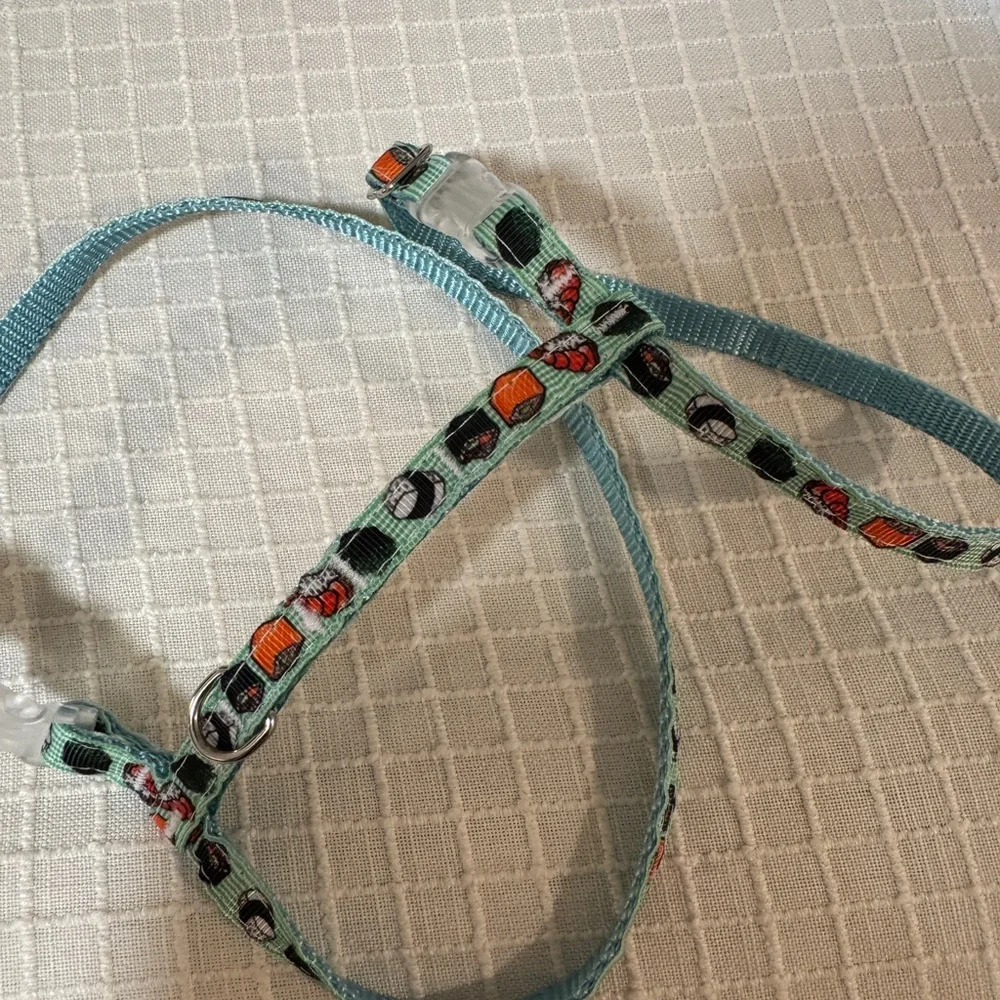 Blue with sushi deign cat or dog Harness and Leash Set